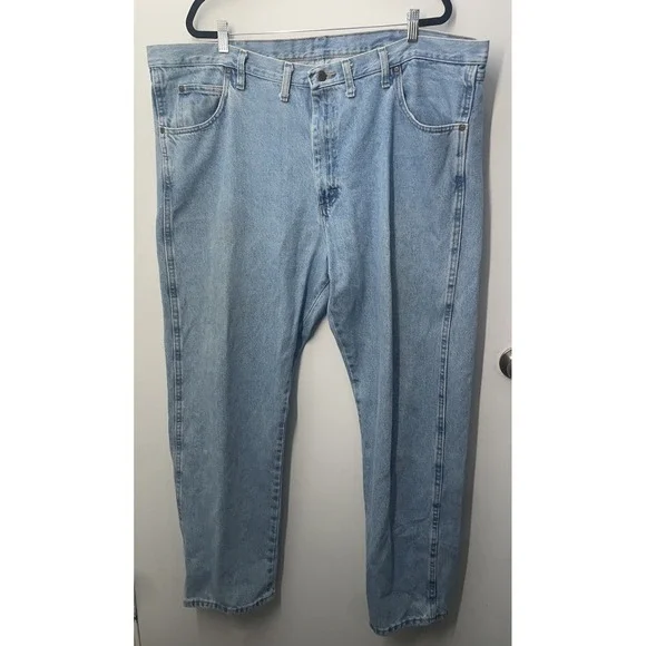Wrangler Rugged Wear Mens Jeans Size 46x32 Relaxed Fit Light Wash‎ Denim