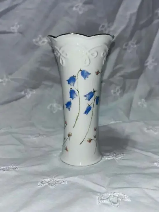 Lenox Ivory Porcelain Bud Vase with Bluebells and Gold Trim