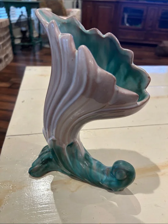 Vintage “Terra Rose” Lily Model #3619 Ceramic Vase in Pink and Aqua