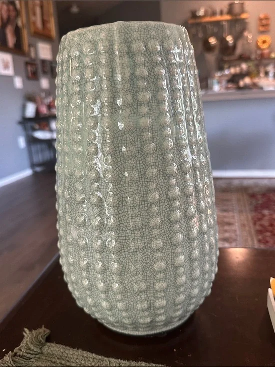 Seafoam Green Textured Ceramic Vase - Home Accents