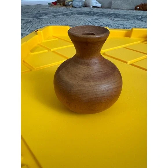 Vintage Hand Turned Wood Bud Vase Signed H Guss 1989 Studio Art Woodworking