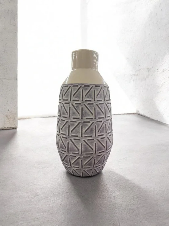 Mercana Harrier II Neutral Ceramic Vase with Cream Neck