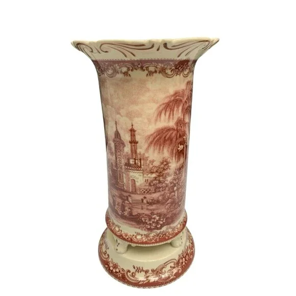 Burton + Burton Red Toile Floral Vase 10