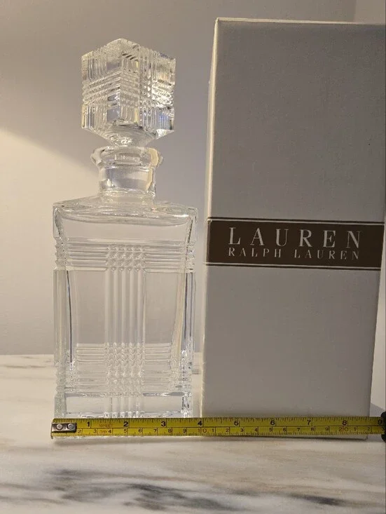 Lauren Ralph Lauren Glen Plaid Clear Crystal Decanter