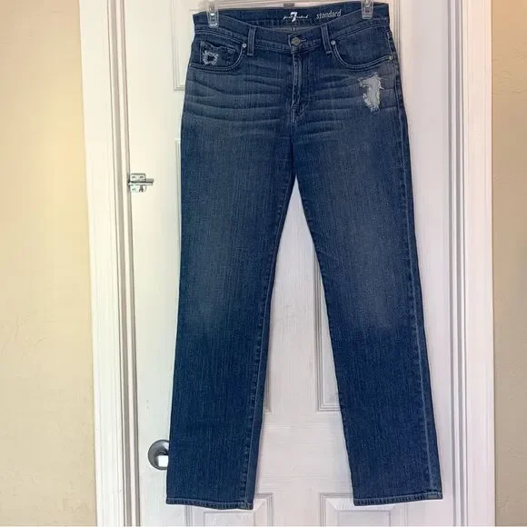 7 For All Mankind Standard Distressed Blue Jeans Size 20