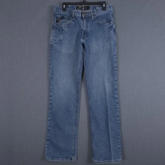 Ariat Rebar M4 Relaxed Bootcut Jeans Mens 32x34 (Fits 31x33) Carbine Blue Denim