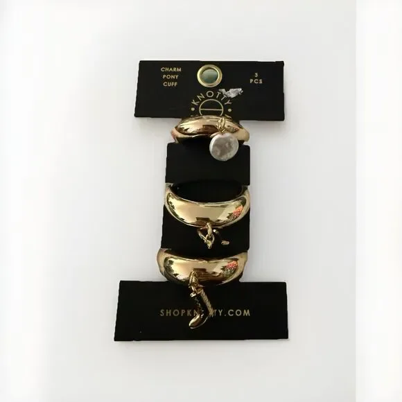 Knotty Pony Cuff Hair Bracelet Charms 3PCS  Lucky Horseshoe Cowboy Boot Western