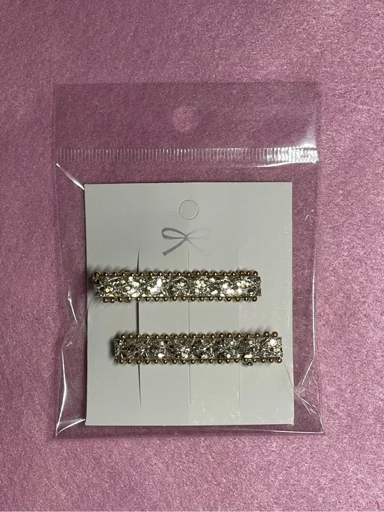 2 listings for $15 Handmade Crystal Embellished Gold-Tone Hair Clips - Sparkling