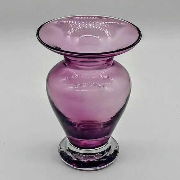 Amethyst Purple Clear Base Art Glass Vase