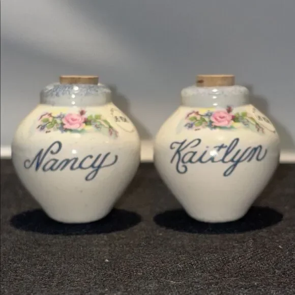 Floral Cream Ceramic Jars