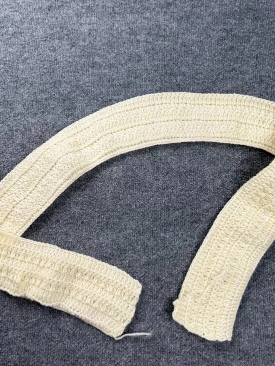 Handmade Off-White Crochet Scarf/Headband Wool Blend Cream Minimalist Accessory