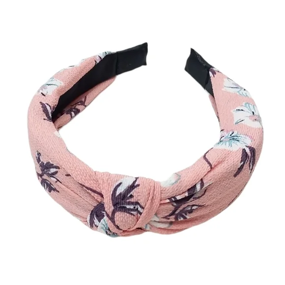 Pink floral pastel Fabric Tie Headband