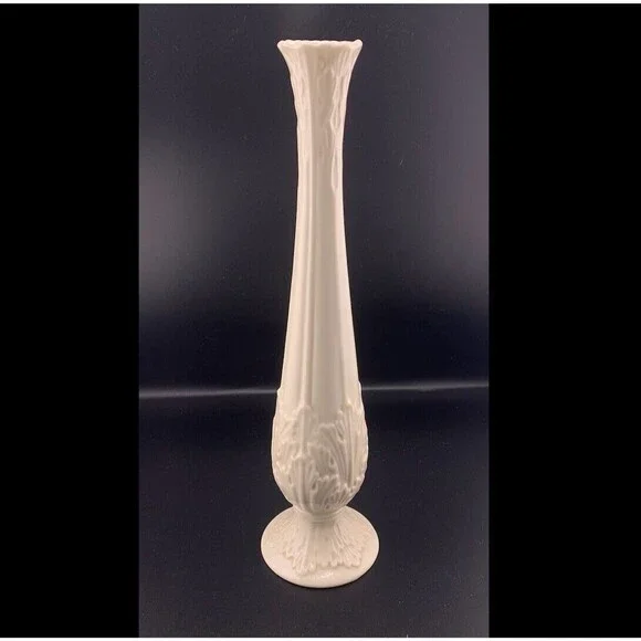Vintage 1970's Lenox Cream Colored Embossed Bud Floral Vase Home Decor Accent