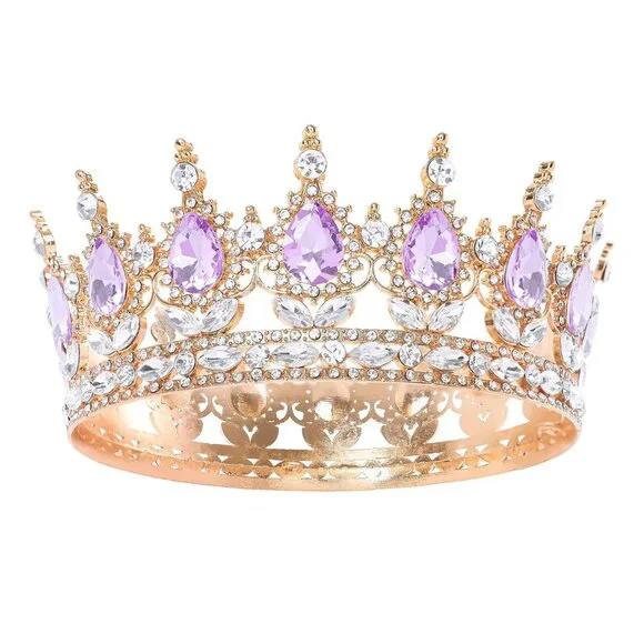Purple and‎ Crystal with Gold Gemstone Tiara Crown