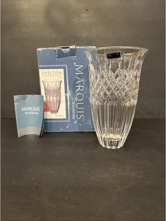 New Marquis By Waterford Crystal Shelton Vase 8 Inches High