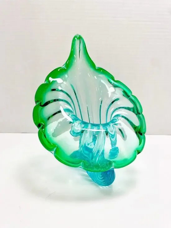 Murano Italian Blown Blue Green Turquoise Glass 