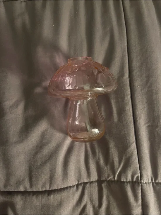 Glass Mushroom Accent Figurine - Pink - Unknown Brand