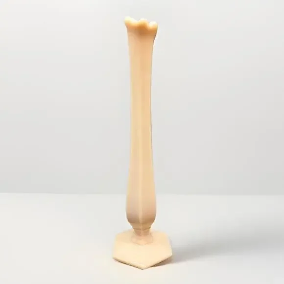Vintage Milk Glass Bud Vase Cream Tall Scalloped Rim Hex Base