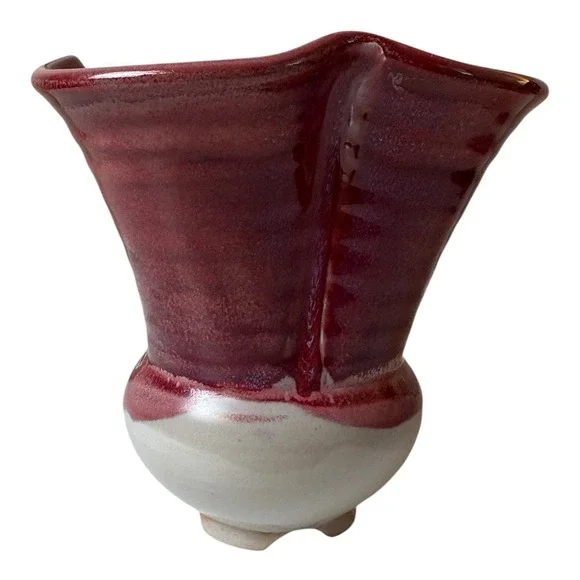 Vintage Pottery Vase/planter Signed By Berger Artisan Colorful Crafted