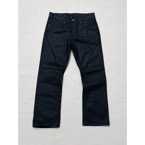 Royal Premium Coated Jeans Men's 32x30 Black Straight Stretch Casual Pants
