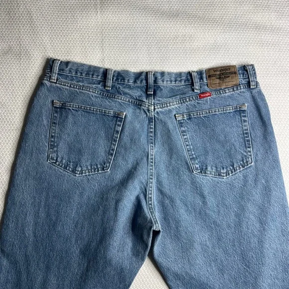 Wrangler‎ Men's Regular Fit Blue Denim Jeans 42x30 100% Cotton Workwear Western