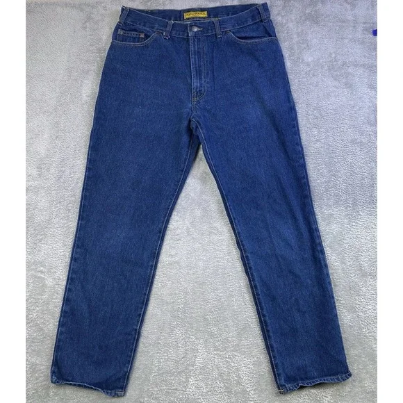 Real Ranch Jeans Men 35x32 Blue Denim  100% Cotton Straight Med Wash Workwear