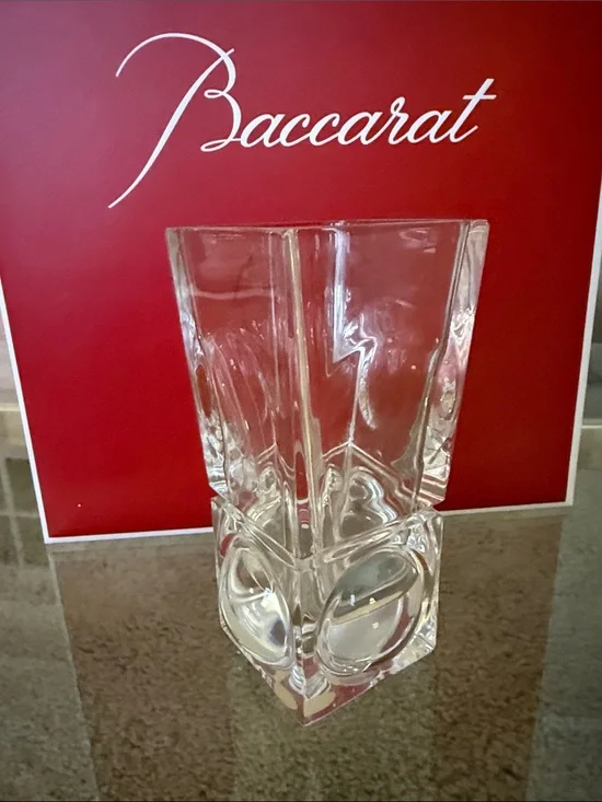 Baccarat Clear Crystal Vase with Sculpted Facets