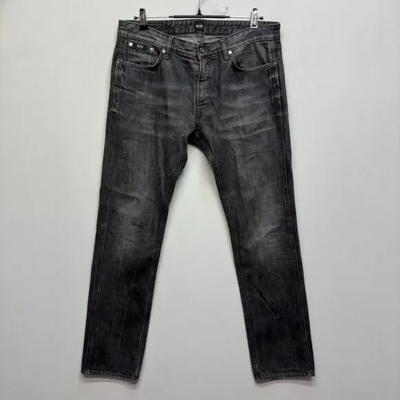 Hugo Boss Men Delaware Slim Fit Jeans Size 34x32 Black Denim D119 -16