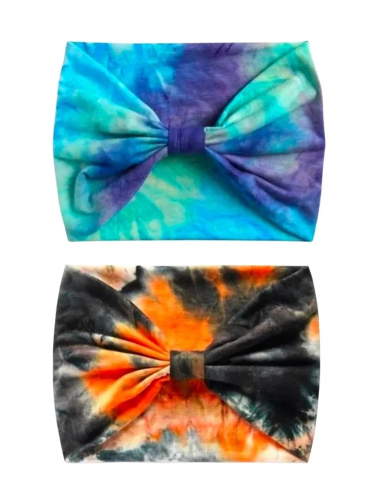 Set of Two Tie-Dye Bow Stretchy Headbands