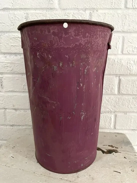 Vintage Purple Galvanized Metal Bucket Rustic Farmhouse Decor Planter