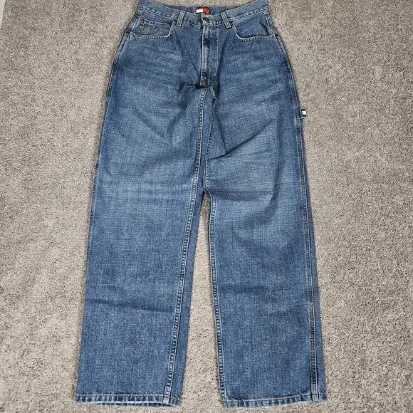 Vtg Tommy Hilfiger Jeans Mens 30x32 Dark Wash Baggy Carpenter Y2K Skater Preppy