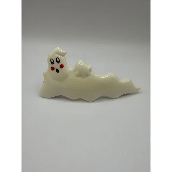 VTG 80s Ghost Hair Clip French Barrette Cream White Halloween Accessory‎