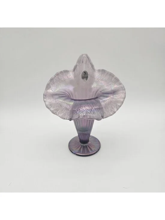 Fenton Lavender Purple Iridescent Crackle Jack in the Pulpit Vase