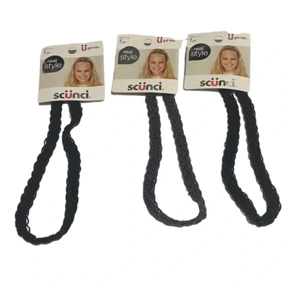 3-PK Scunci Beaded Headwrap Metallic‎ Beads Hair Wrap Style 38214-A