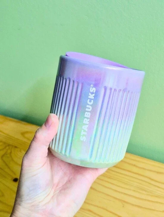Starbucks Iridescent Pastel Ribbed Ceramic Tumbler
