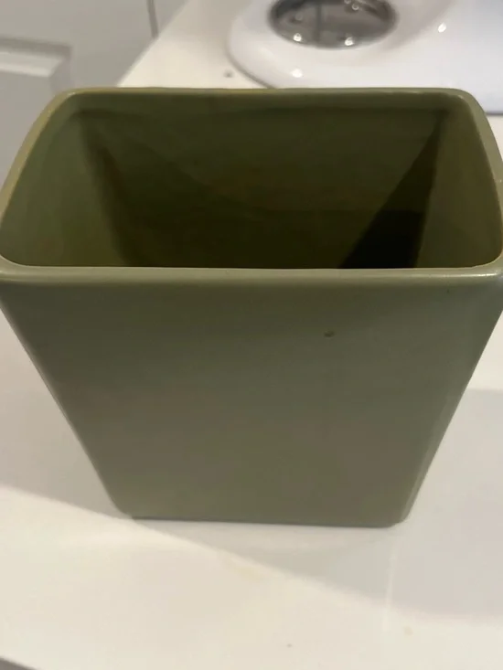 Mccoy Olive Green Square Ceramic Vase