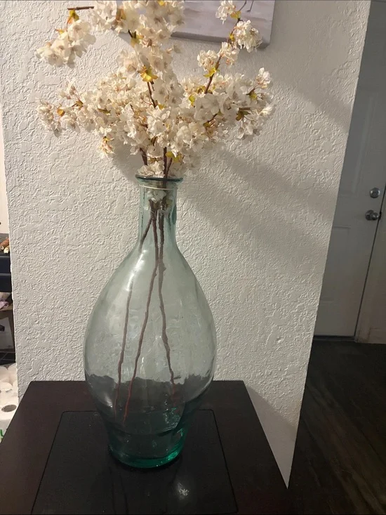 Clear Aqua Glass Floor Vase - Home Accents