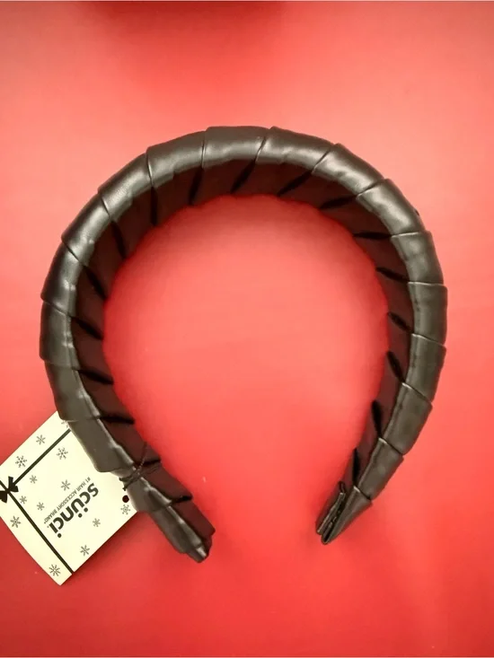 scunci Faux Leather Black Wrapped Padded Headband NWT