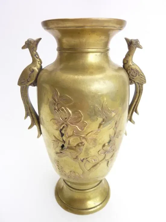 Vintage Brass Vase Incense Flower Chinese Pot Home Decor
