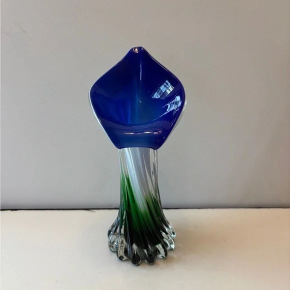 Vintage Jack in the Pulpit Calla lily vase, Murano Glass style 8”