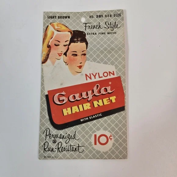 Vintage 1953 Gayla Nylon Hair Net No 581 Bob Size Light Brown New Old Stock NOS