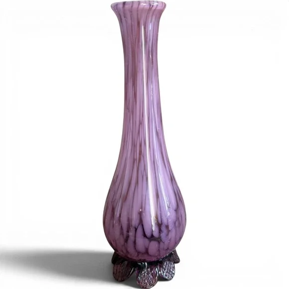Vintage Altaglass Bud Vase Purple Art Glass Tall Hand Blown Canadian 10 Inch MCM