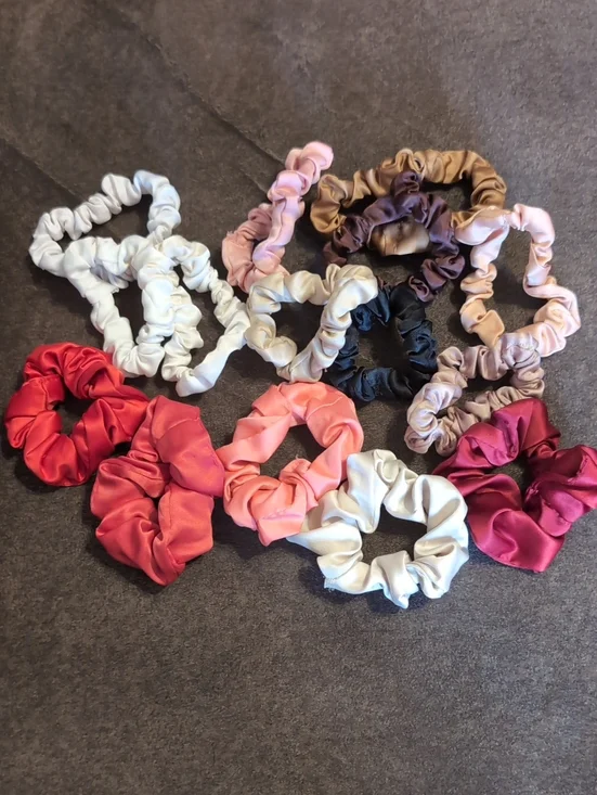 Set of 15 Small Satin Scrunchies