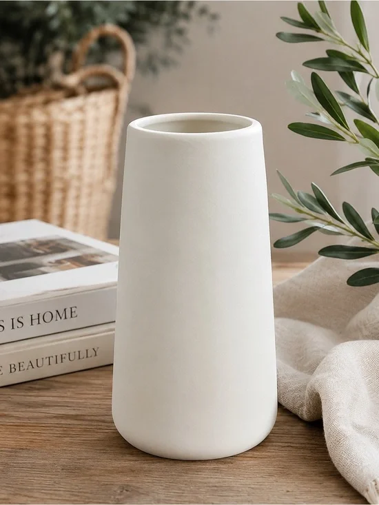 Matte White Ceramic Vase Modern Minimalistic Boho Scandinavian Decor NIB