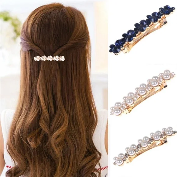 *CAMBER* 1-Pc Pearl x Rhinestone Fashion Hair Clip
