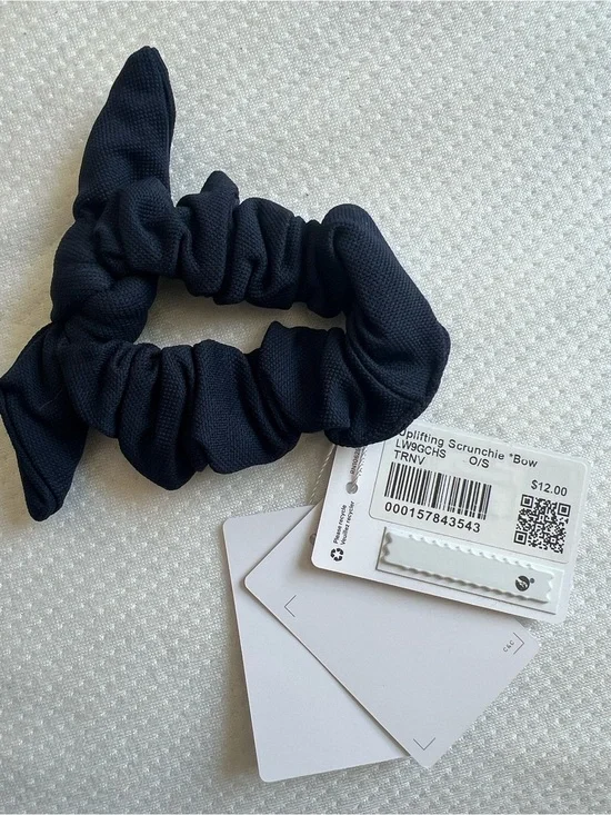 Lululemon True Navy Uplifting Hair Scrunchie Bow NEW WITH TAGS