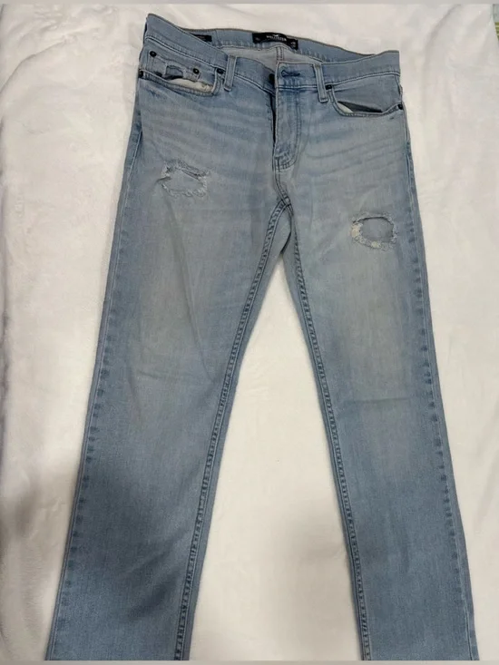 Hollister Light Blue Distressed Men's Jeans