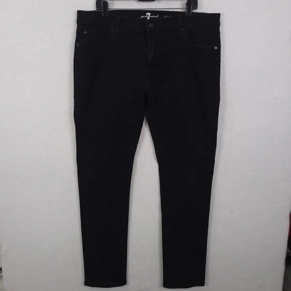 7 For All Mankind Paxtyn Jeans Mens 40x32 Black Skinny Fit Stretch Denim Pants