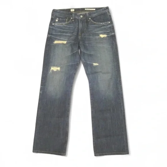 $255 Adriano Goldschmied AG jeans Protege straight leg 6 Year Ripped AGed