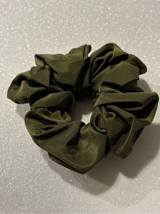 Olive Green Satin Scrunchie for Women